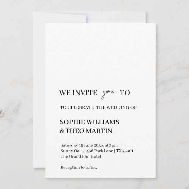 Minimalist Modern Clean Wedding Design Inbjudningar (Framsida)