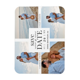 Minimalist Modern Collage 4 Custom Photos Wedding Magnet