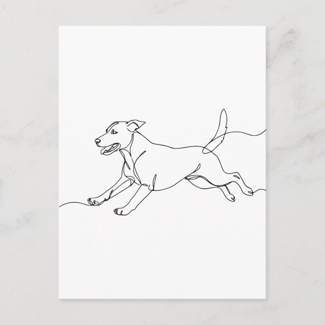 Minimalist Modern Dog Line Art Drawing Vykort (Framsida)