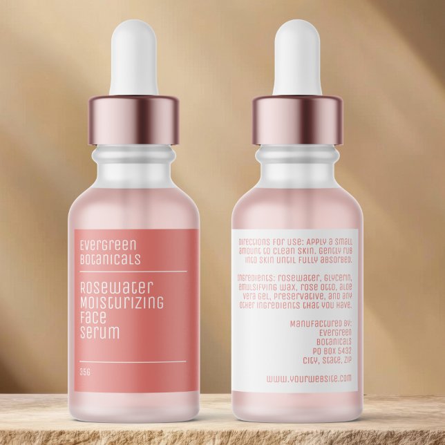 minimalist modern dusty rose dropper bottle label adressetikett (Skapare uppladdad)
