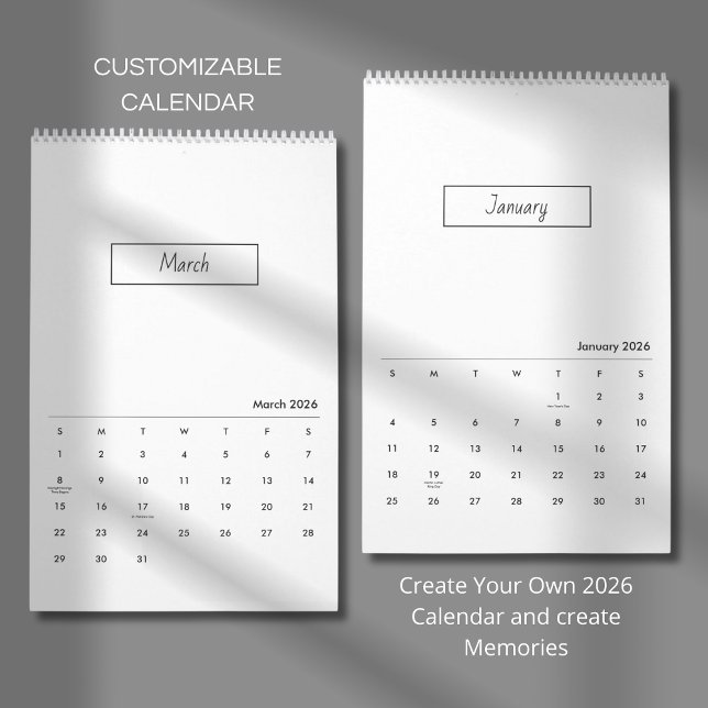 Minimalist Modern Elegant 2026 Calendar Kalender (Skapare uppladdad)