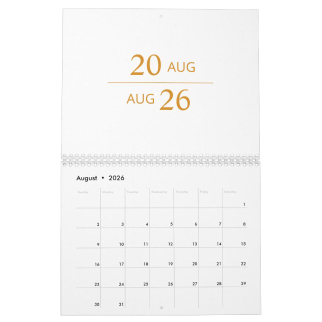 Minimalist Modern Elegant 2026 Calendar Kalender (Aug 2026)