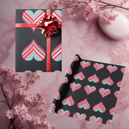 Minimalist Modern Elegant Hearts Romantic Stripes  Presentpapper