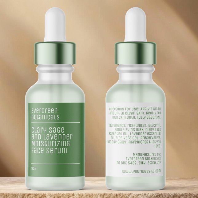 minimalist modern green dropper bottle label adressetikett (Skapare uppladdad)