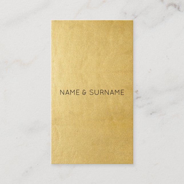 Minimalist modern guld- vertikal visitkort (Framsida)