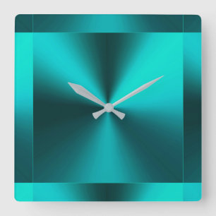 Minimalist modern metallisk krickablåttgrönt fyrkantig klocka
