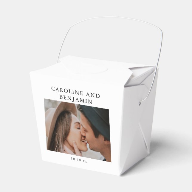 Minimalist Modern Photo Custom Wedding Name Date Presentaskar (Framsidan Sidan)