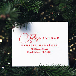 Minimalist Modern Spanish Feliz Navidad Address Självfärgande Stämpel