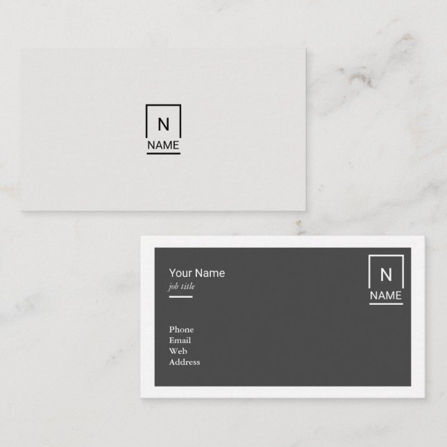 Minimalist modern visitkort för trendigsvartgrå (Fram/baksida)