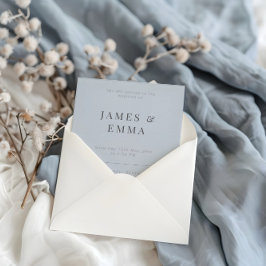 Minimalist Modern Wedding Dusky Blue Inbjudningar