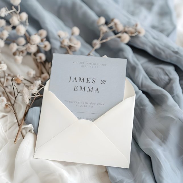 Minimalist Modern Wedding Dusky Blue Inbjudningar (Skapare uppladdad)