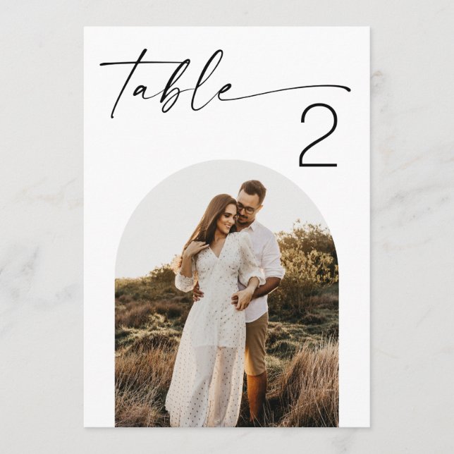 Minimalist Modern Wedding Photo Arch Table Numbers Inbjudningar (Framsida)