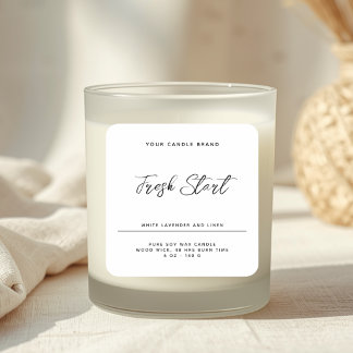 Minimalist modern white black candle product label fyrkantigt klistermärke