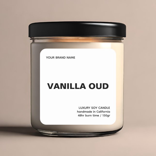 Minimalist modern white luxury candle  fyrkantigt klistermärke (Skapare uppladdad)