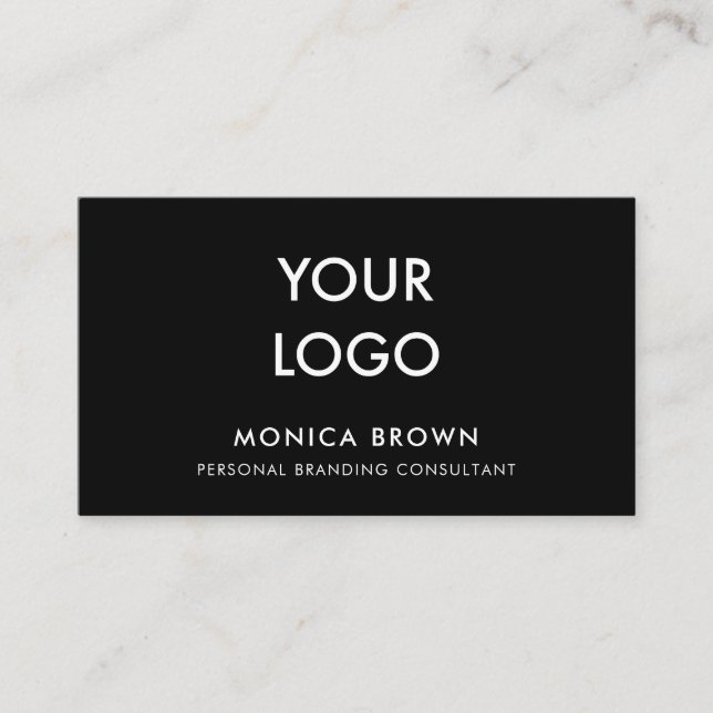 Minimalist moderna tillfogar din logotypsvart visitkort (Framsida)