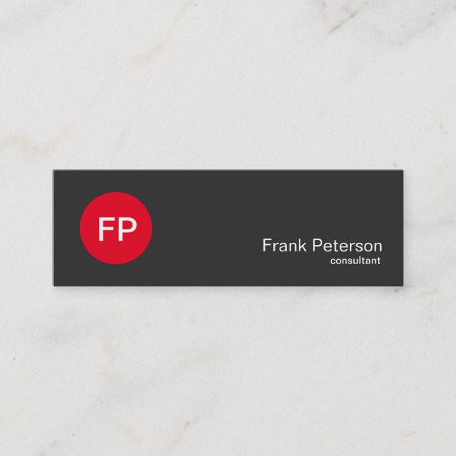 Minimalist modernt rött cirklar monogramen mini visitkort (Framsida)