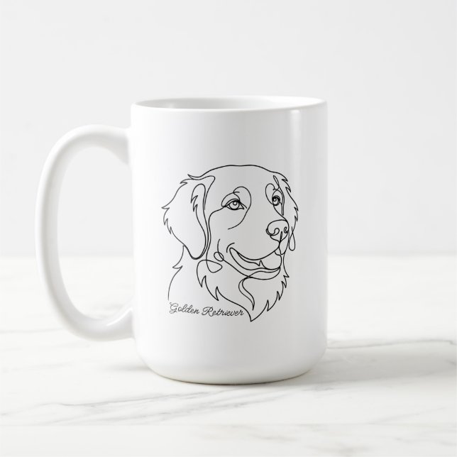 Minimalist Monochrome Golden Retriever Line Art Kaffemugg (Vänster)