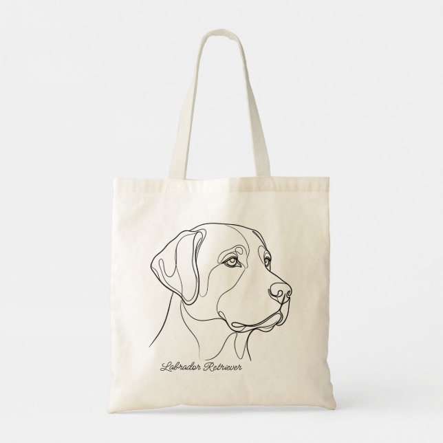 Minimalist Monochrome Labrador Retriever Line Art Tygkasse (Baksida)