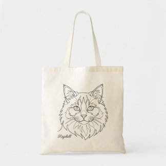 Minimalist Monochrome Ragdoll Cat Line Art Tygkasse