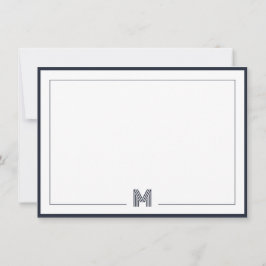 Minimalist Monogram Double Border Stationery Anteckningskort