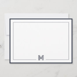 Minimalist Monogram Double Border Stationery Anteckningskort