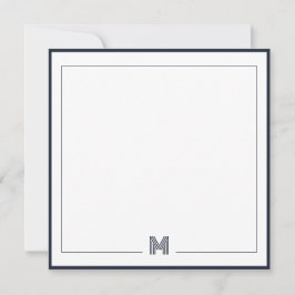 Minimalist Monogram Double Border Stationery Anteckningskort
