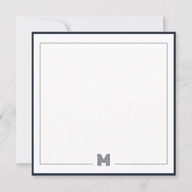 Minimalist Monogram Double Border Stationery Anteckningskort (Framsida)