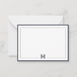Minimalist Monogram Double Border Stationery Anteckningskort