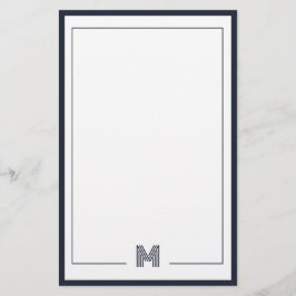 Minimalist Monogram Double Border Stationery Brevpapper