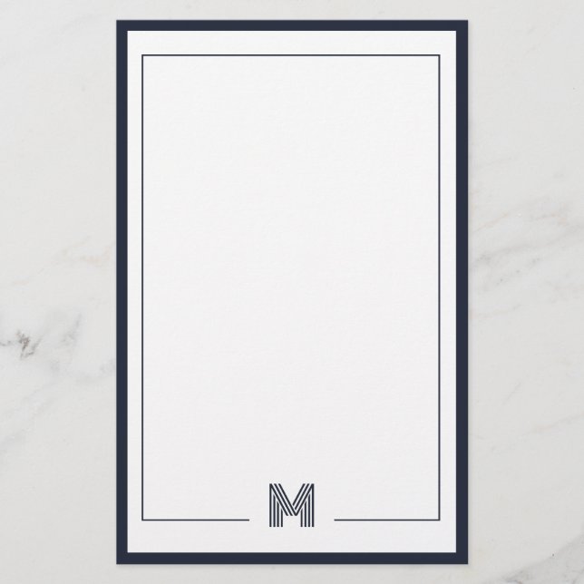 Minimalist Monogram Double Border Stationery Brevpapper (Framsida)