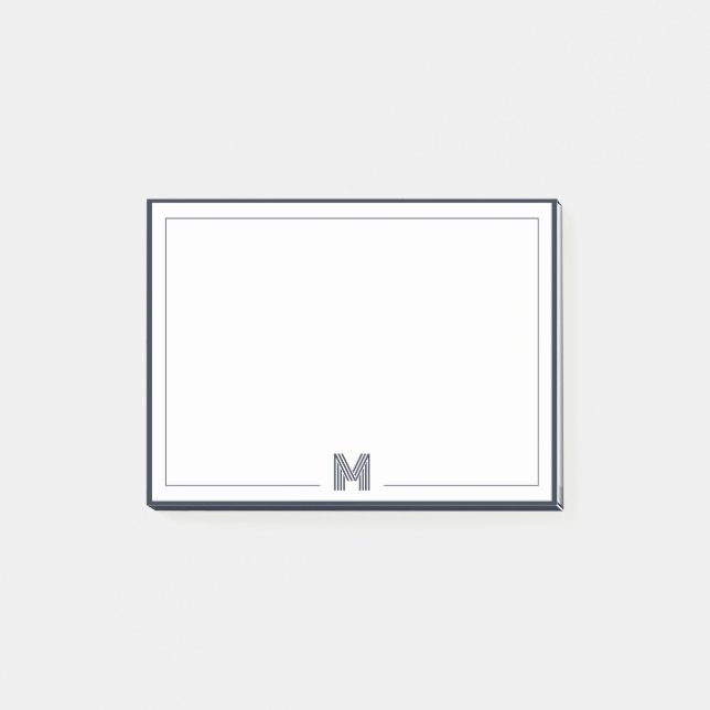 Minimalist Monogram Double Border Stationery Post-it Block (Framsida)