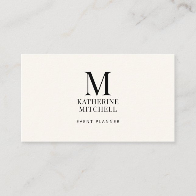 Minimalist Monogram Luxury Black/Ivory Logo QR  Visitkort (Framsida)