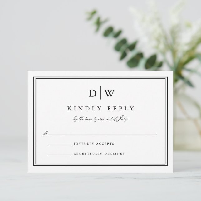 Minimalist Monogram Wedding OSA Kort (Stående Fram)