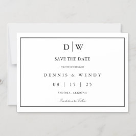 Minimalist Monogram Wedding Save The Date Magnetisk Inbjudningskort