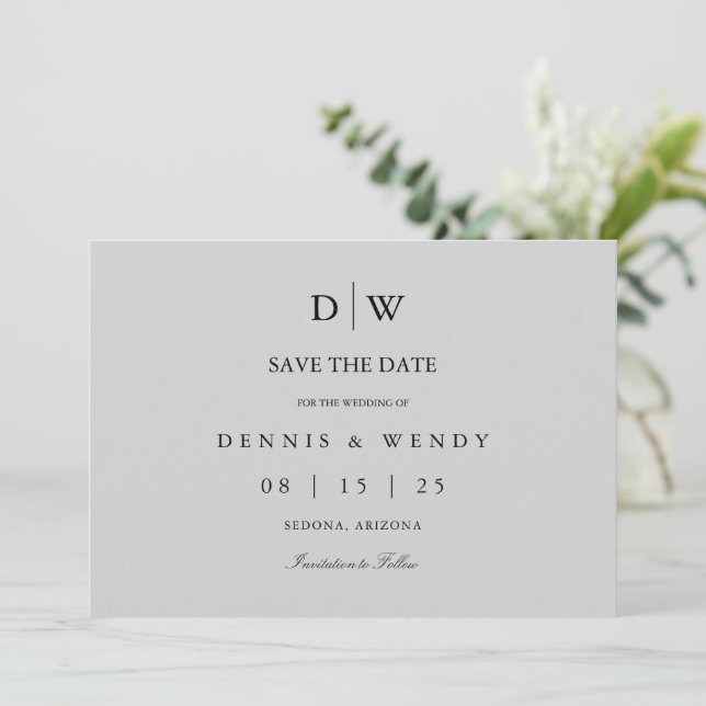 Minimalist Monogram Wedding Save The Date Spara Datumet (Stående Fram)