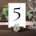 Minimalist Monogram Wedding Table Number Card Bordsnummer<br><div class="desc">Guide your guests in style with this elegant minimalist wedding table number card. Designed with a clean, modern aesthetic, the layout features a bold table number paired with a refined monogram of the couple’s initials below, separated by a delicate vertical line for a timeless and sophisticated finish. The balanced composition...</div>