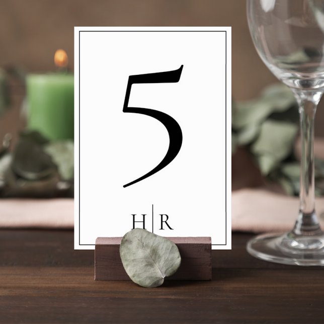Minimalist Monogram Wedding Table Number Card Bordsnummer (Skapare uppladdad)