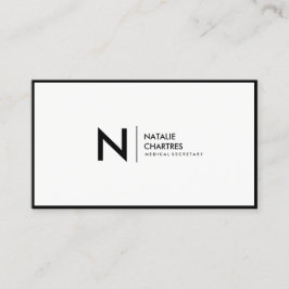 Minimalist Monogramvit för svart tunn ram Visitkort