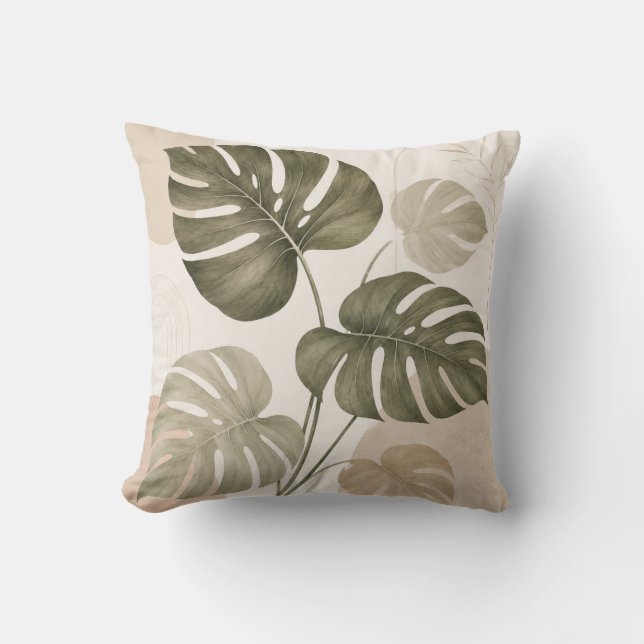 Minimalist Monstera Leaf Cushion Kudde (Framsida)