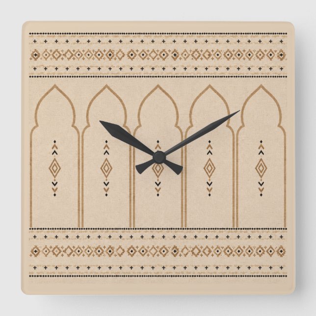 Minimalist Moroccan Arch Wall Clock Fyrkantig Klocka (Framsida)