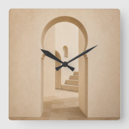 Minimalist Moroccan Arch Wall Clock | Neutral Riad Fyrkantig Klocka