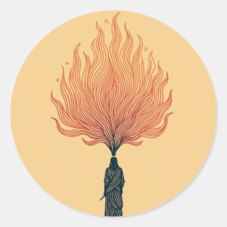 Minimalist Moses and the Burning Bush Sticker Runt Klistermärke