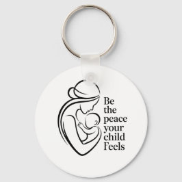 Minimalist Mother Baby Line Art Quote Nyckelring