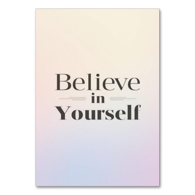 Minimalist Motivational Poster: Believe in Yoursel Bordsnummer (Framsidan)