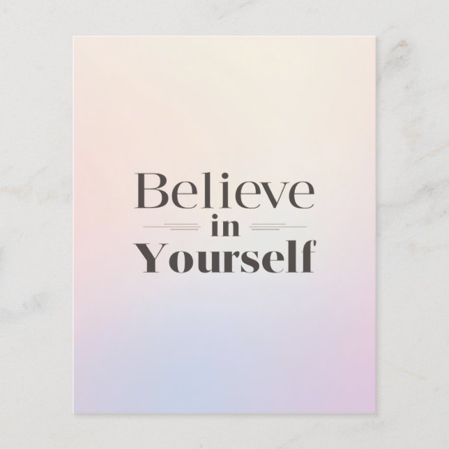Minimalist Motivational Poster: Believe in Yoursel Flygblad (Framsidan)