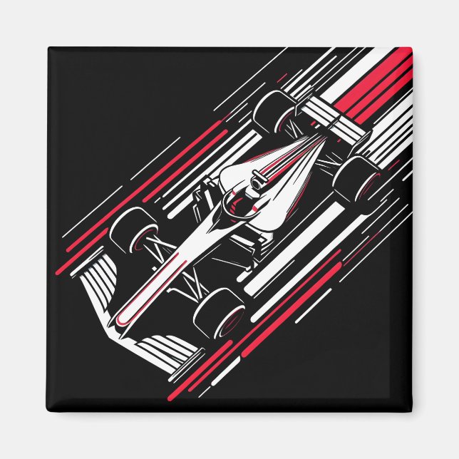 Minimalist Motorsport Formelracingbil Hastighetsli Magnet (Framsidan)