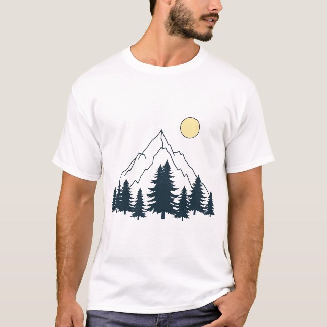 Minimalist Mountain and Forest T-Shirt (Framsida)