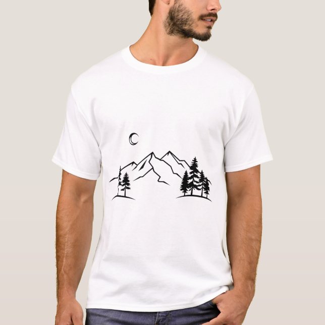 Minimalist Mountain Landscape T-Shirt (Framsida)