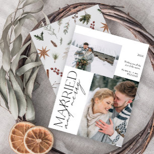 Minimalist Mr och Mrs. Married & Merry Photo Julkort
