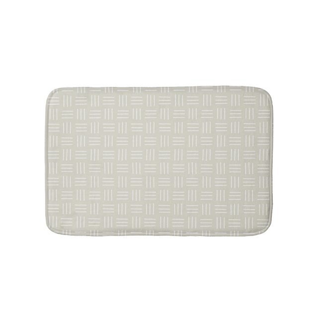 Minimalist Mudcloth Basket Weave, White, Beige Badrumsmatta (Framsidan)